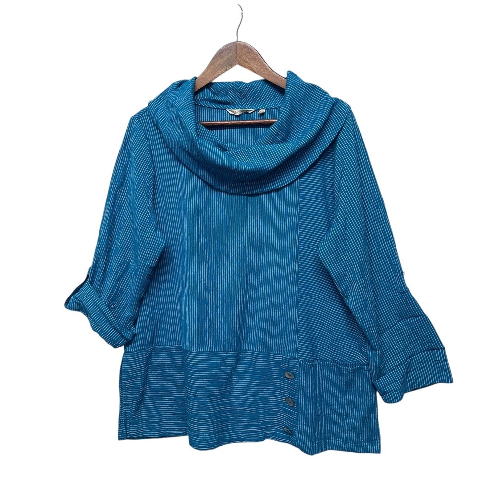 Soft Surroundings Tunic Pullover Boxy‎ Top Womens Size XL P Lagenlook Roll Tab